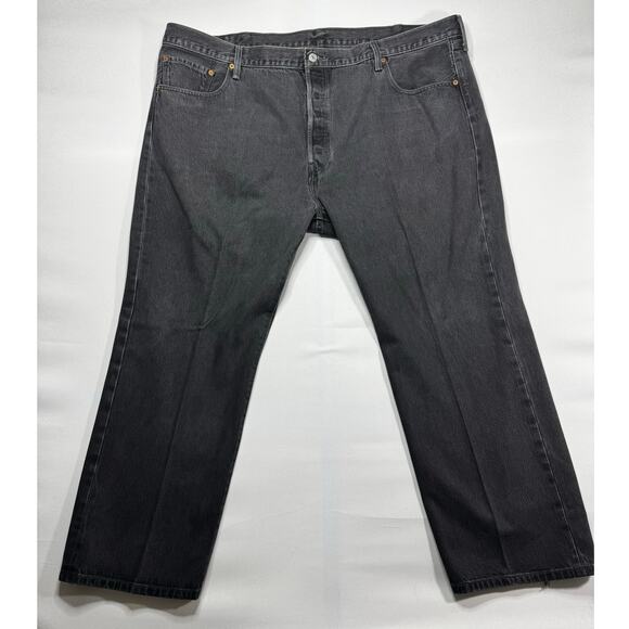Levi's 501 Men's Straight Button Fly Black Denim Jeans - Size 48x30 (48x29.5) - Picture 1 of 5
